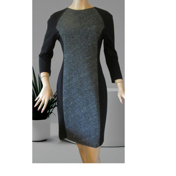 Tiger of Sweden Wool Blend Dress Black/Gray Colorblock Size 36 Full Back Zipper - Picture 1 of 2